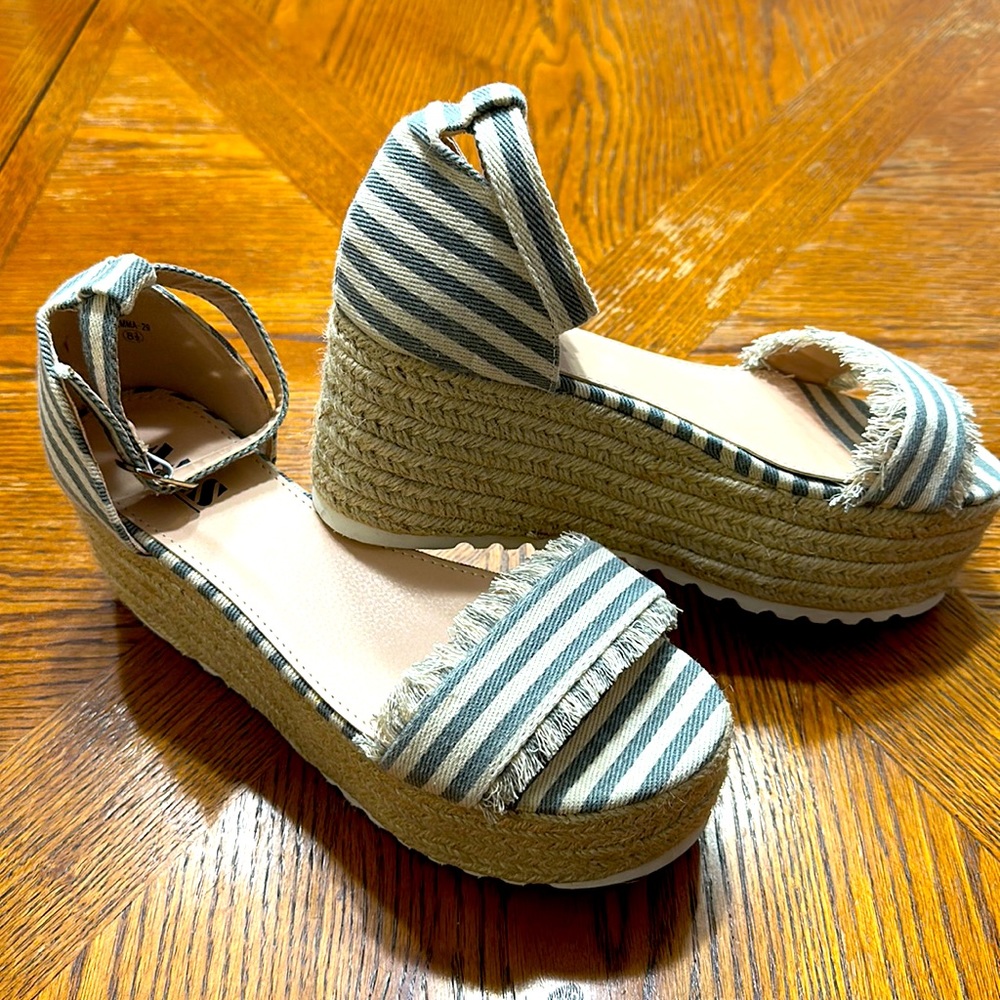 Striped Espadrille Wedge Sandals